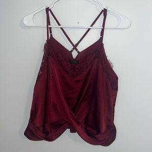 maroon lace/satin going out top
